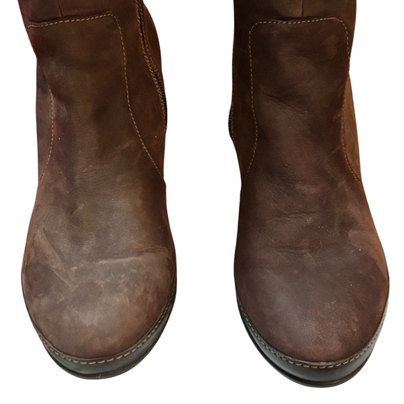 Clarks Artisan Dark Brown Leather High 3" Heel Boots Women 10 M  Knee High - Picture 7 of 16